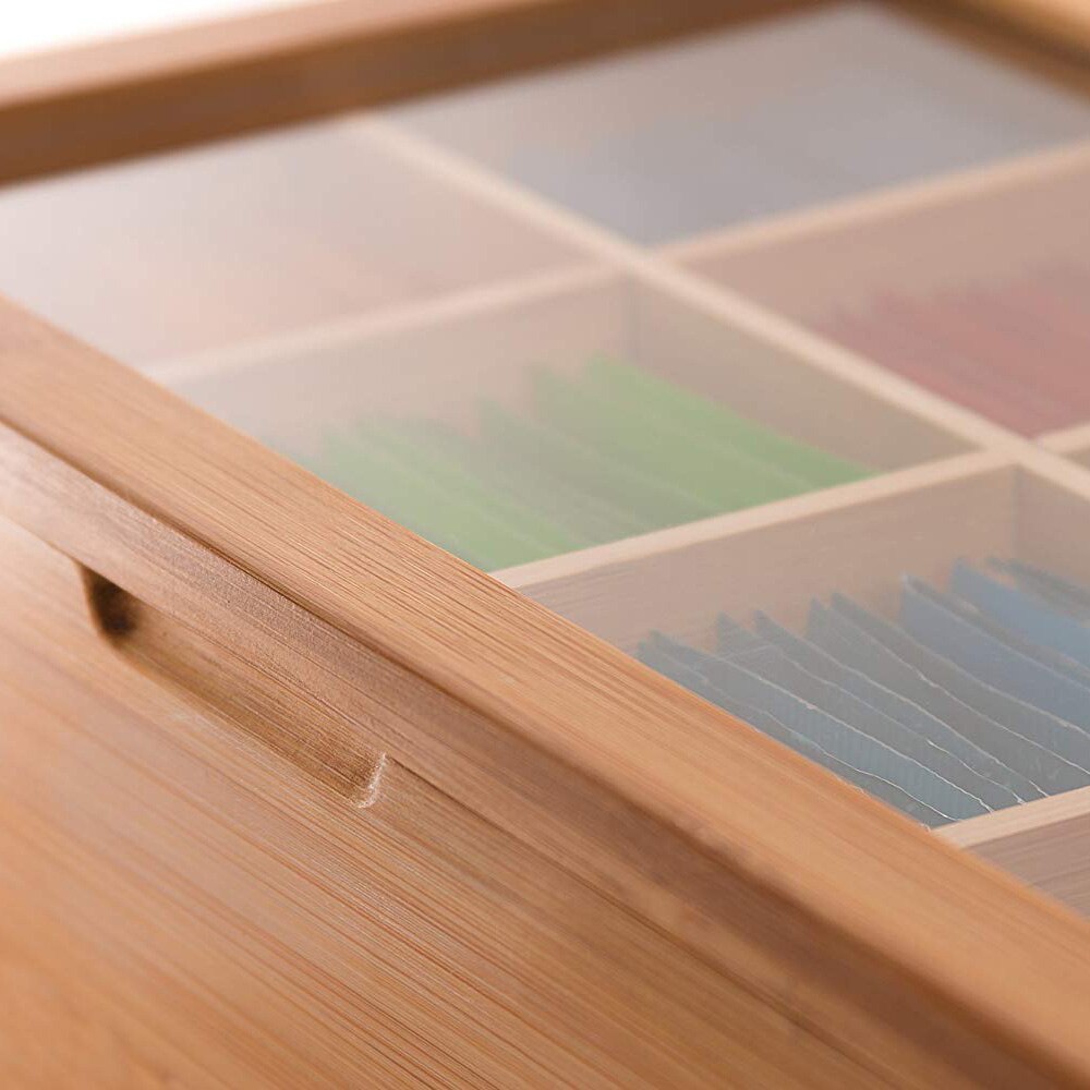 Natural Wood Tea Caddies Tea Bag Jewelry Organizer Chest Storage Box 5 Compartments Tea Box Wood Sugar Packet Container