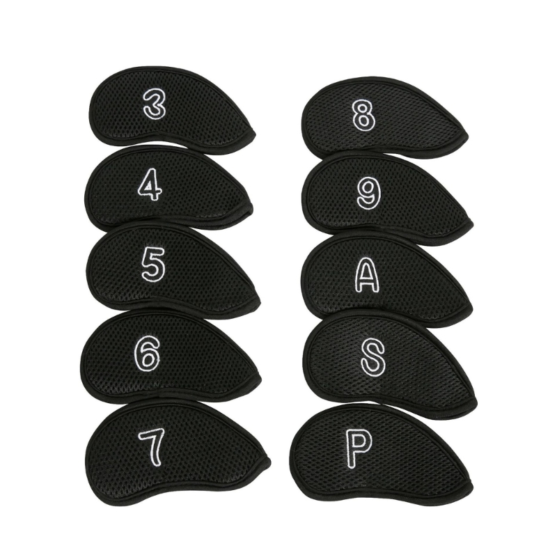 10 pièces/paquet couverture fer Golf tête Putter Golf protéger couvre les cales Golf couvre-chef: Black