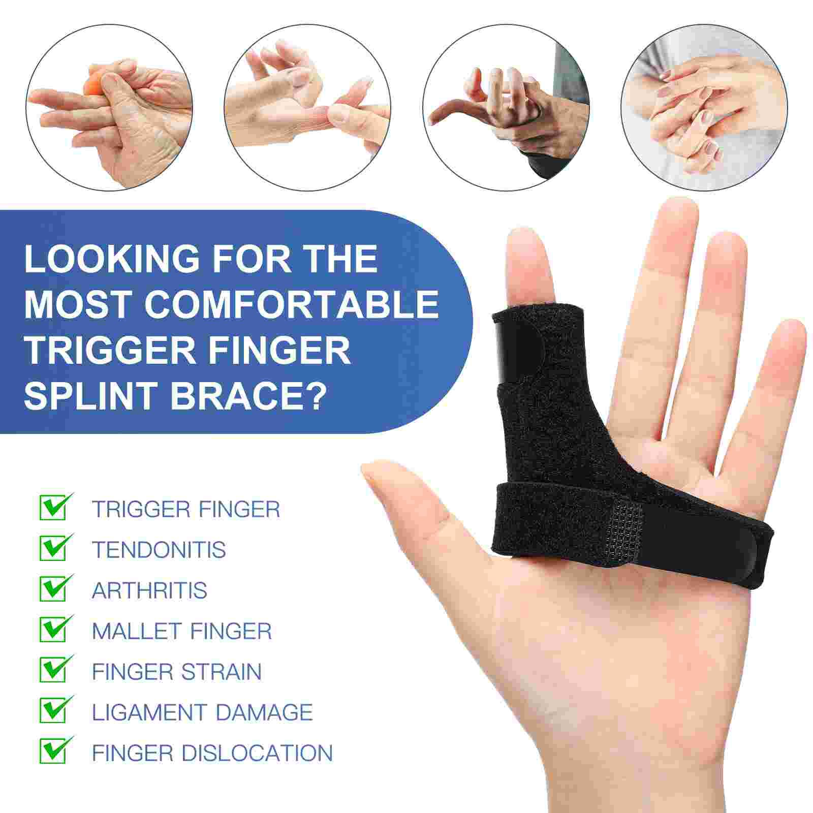 2pcs Comfortable Breathable Finger Splint Finger Straightener Finger Brace for Arthritis Trigger Finger
