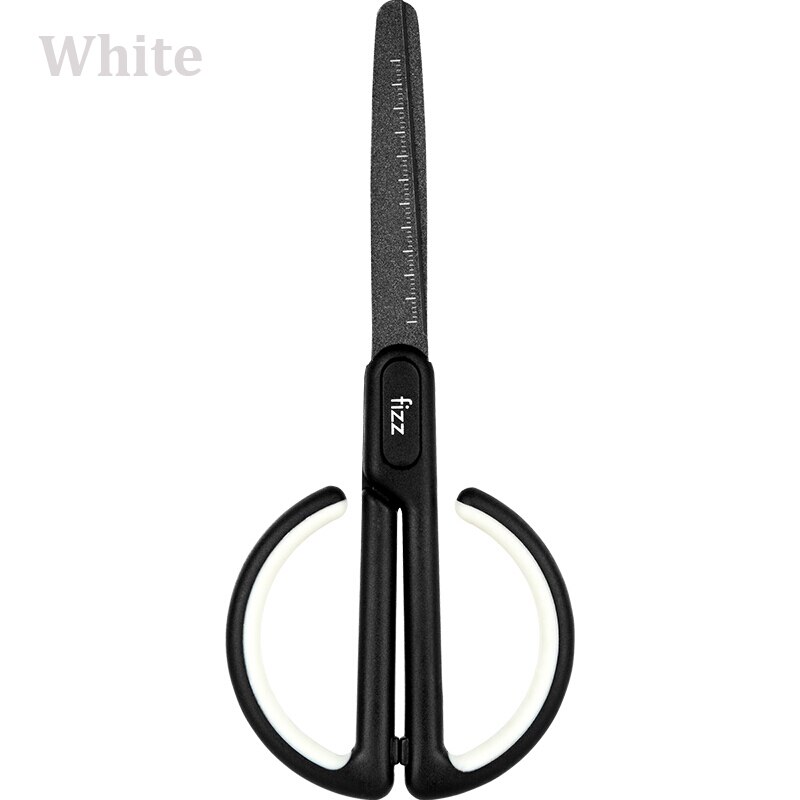 Fizz Anti-Stick With Scale Scissors Household Office School Antirust Hand Shear For DIY, Tape,Paper Shears Crop Tool 6 Colors: White