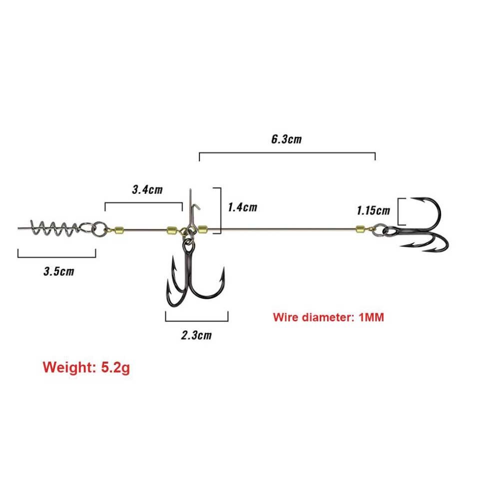 String Vishaak Prikkeldraad Triple Haken Set Zachte Lokken Aas Vishaak Jig Rig Helpen Haak Met Schroef Pin: L