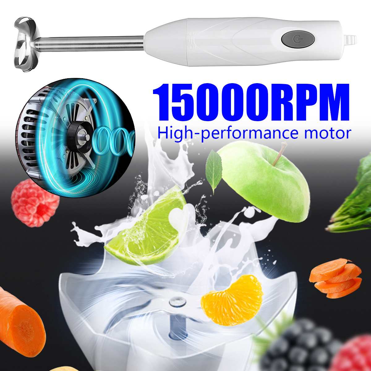 3 In 1 Portable Hand Blender 15000rpmSpeed Electric Blender Fruit Vegetable Nut Juice Smoothie Baby Food Kitchen Mixer Egg Whisk