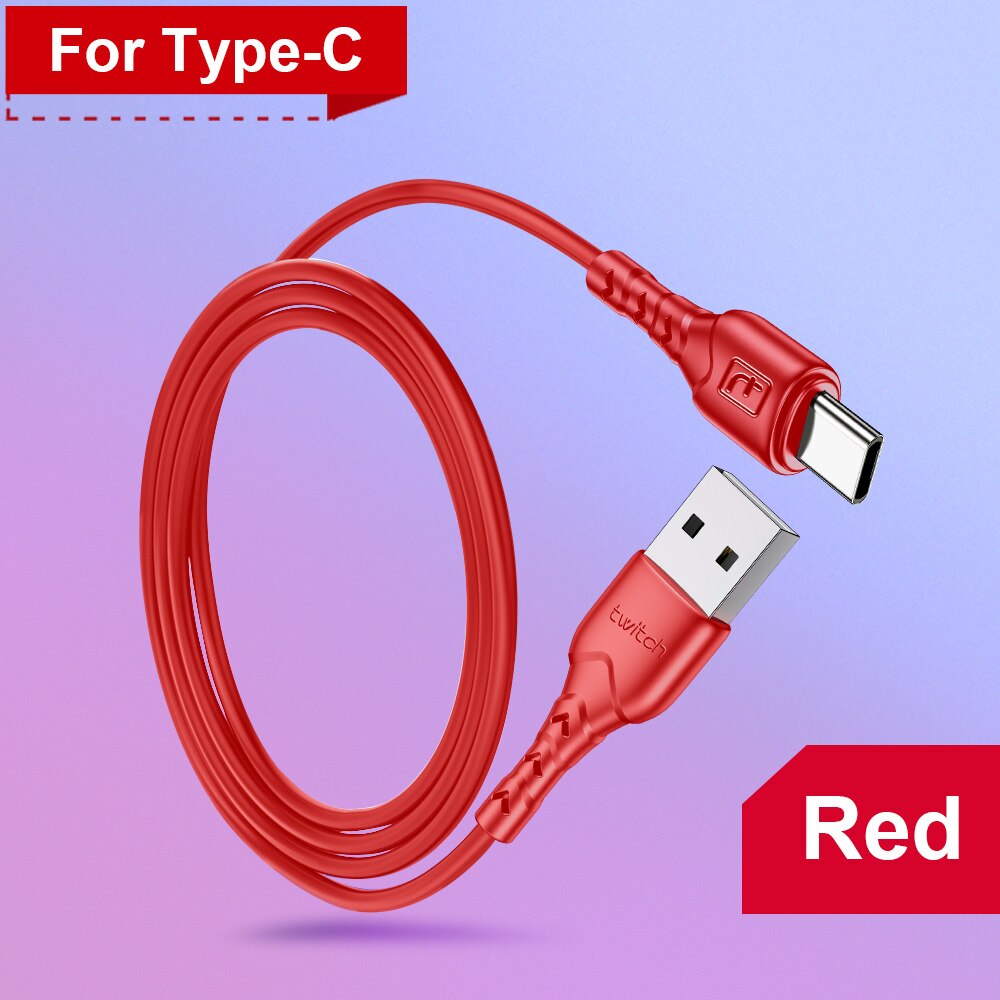 USB Type C Cable For Samsung S10 Huawei P30 Pro Fast Charge Type-C Mobile Phone Charging Wire USB C Cable For Samsung S9 S8 Plus: Red / 2m