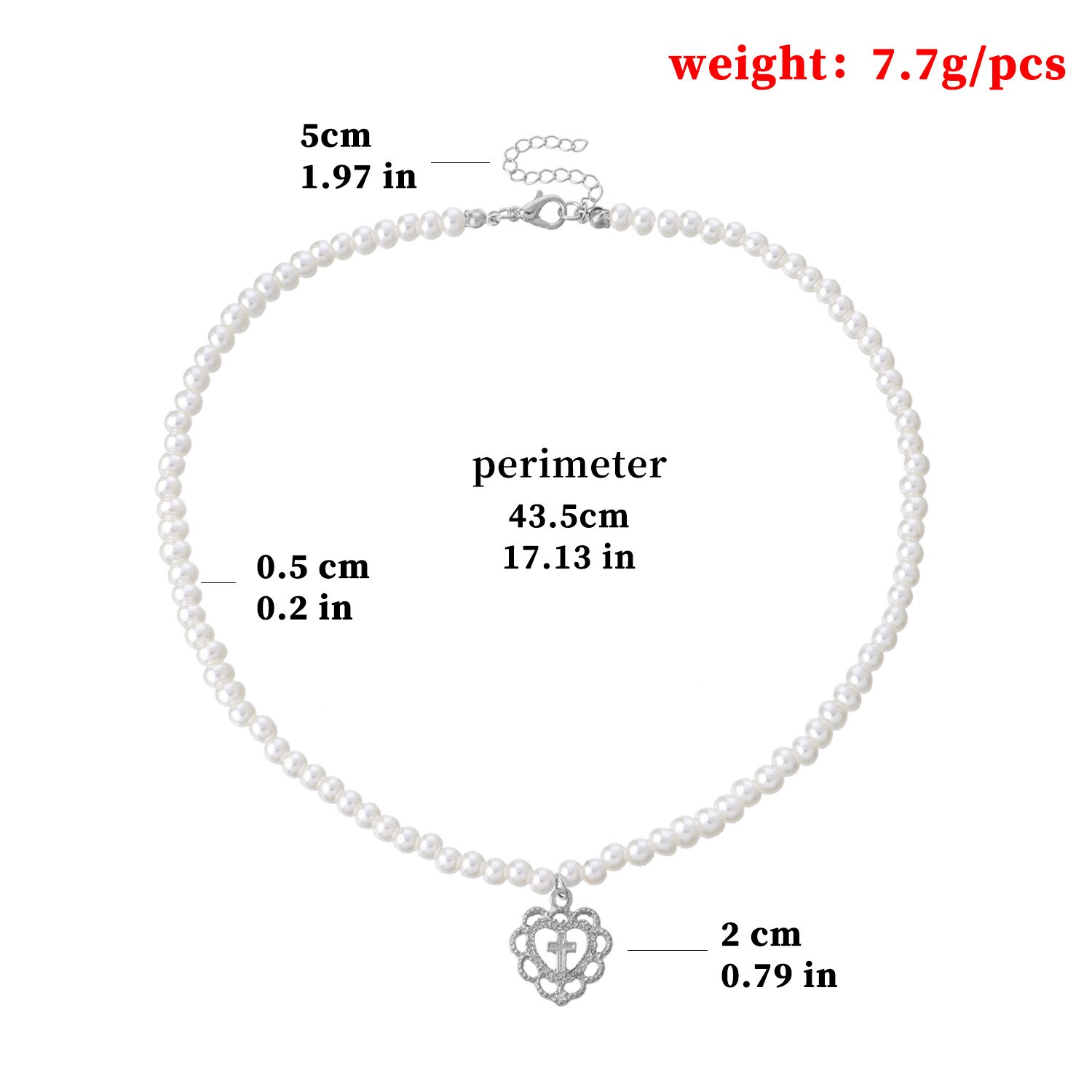 Harajuku Hohl Herz Kreuz Anhänger Perle Halskette für Frauen Mädchen retro Perle Kette Halsband Halskette Schmuck