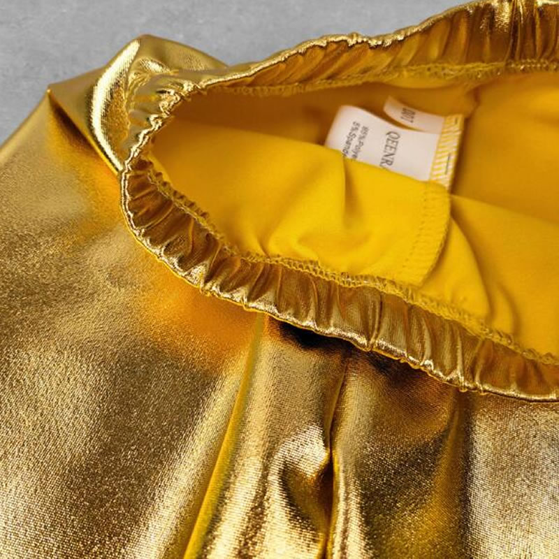 Pantalones dorados y mallas de plata para niños con aspecto de brillante pantalón dorado para primavera y otoño