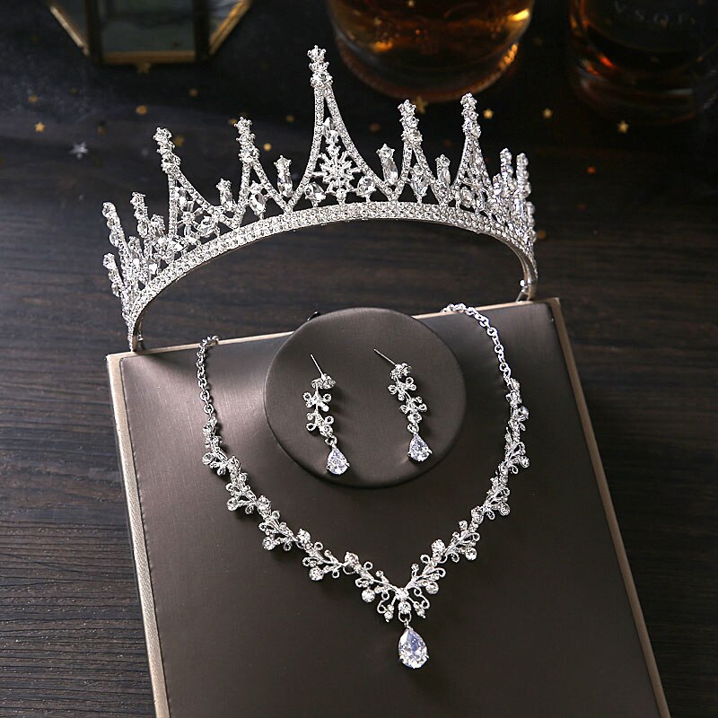 Ensemble de bijoux indiens pour mariée, Collection de mariage, accessoires de mariage pour femmes, couronne, diadème, collier, boucles d&#39;oreilles