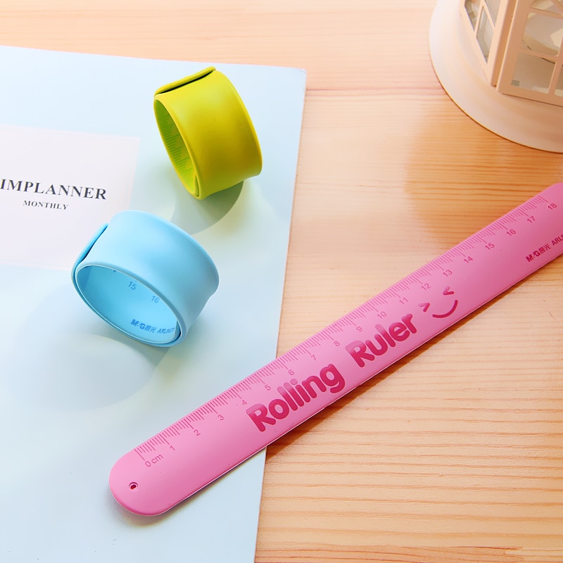 Children's Folding Ruler Pupils straight Ruler Colour Soft Ruler Hand Ring Ruler