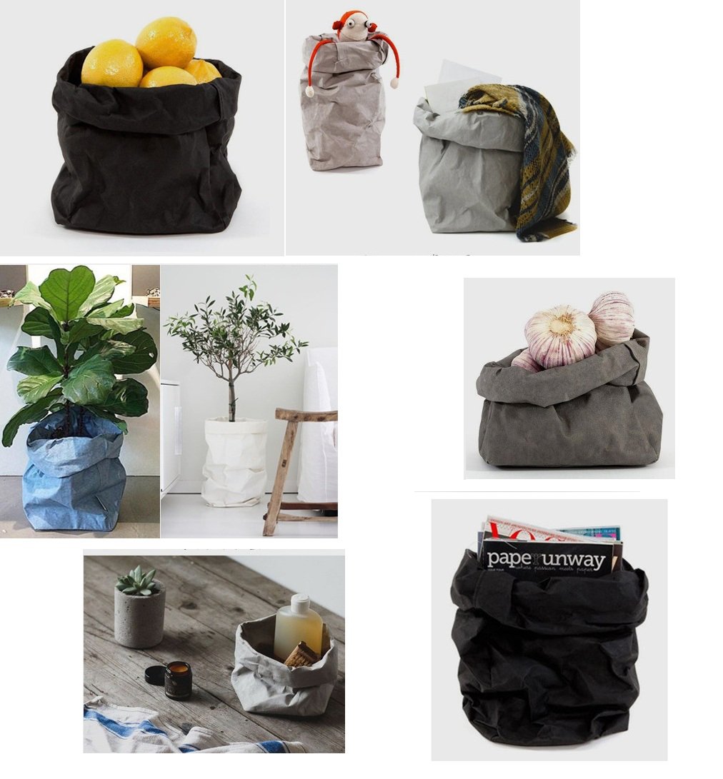 Washable Kraft Paper Refrigerator Storage Bag Desktop Organizer Office Kitchen Wardrobe Stationery Storage Pot Cover Storage Bag