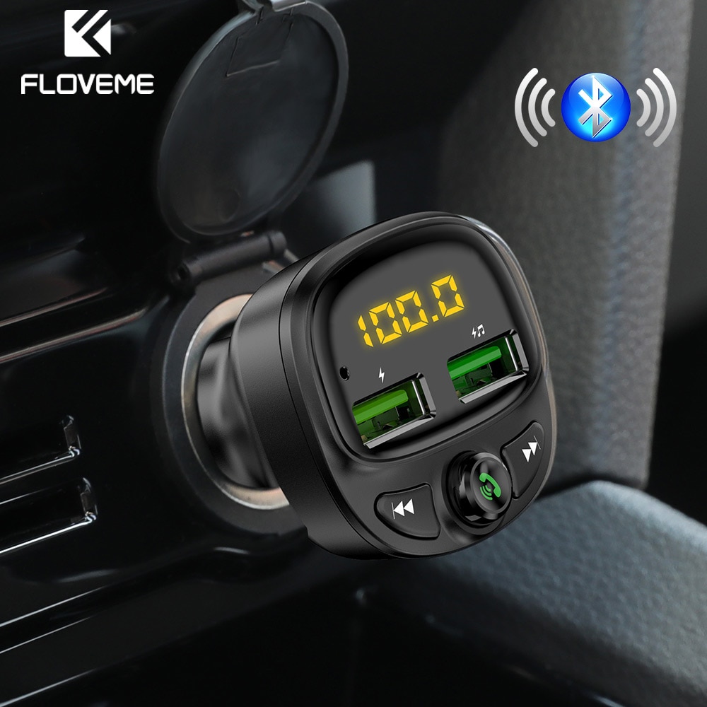 Floveme Autolader Voor Telefoon Bluetooth Draadloze Fm-zender Dual Usb Auto Charger Tf Card Muziek Handenvrij MP3 Speler Auto kit