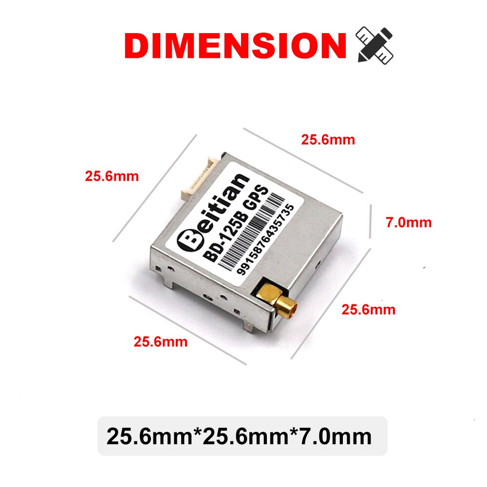 BEITIAN GPS BDS Module W/ external Antenna 9600bps RS-232 Level NMEA-0183 1Hz 4M FLASH 5.0V 1.25mm 6pins connector BD-125B