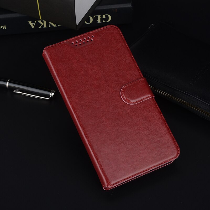 Skóra miękka etui na alcatel U5 HD 5047 5047D 5047Y 4047 4047D 4047Y 5044D 5044Y etui z klapką stojak obudowa portfelowa Coque etui: U5 HD 5047 / Red