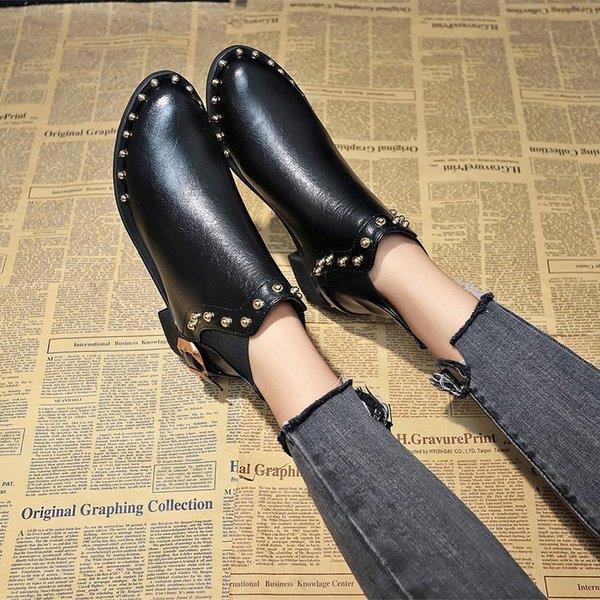 Round Toe Women's Boots Autumn Womens Shoes Boots-women Low Heels booties Rivets Booties Ladies Chelsea: 1 / 37