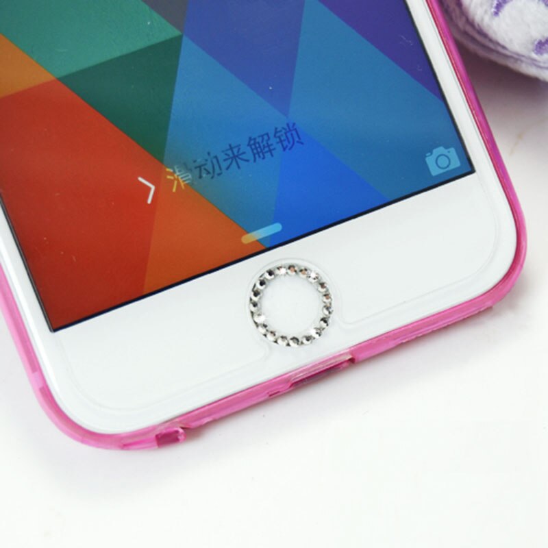 Niebieski lśniący Bling kryształ górski diament przycisk domu naklejki obejmuje film dla iPhone 7 8 plus 6 6s 5s SE dla iPad wsparcie dotykać ID