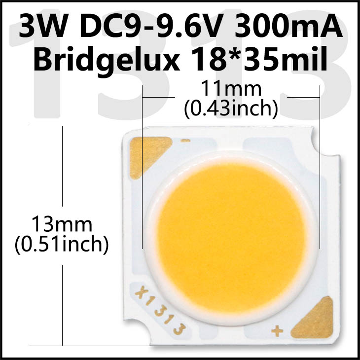 Bridgelux COB LED Chip 3W 5W 7W 10W 20W 30W 40W Diodo emisor de luz Módulo LED Matrix 1313 2828 1919 para bombillas empotrables
