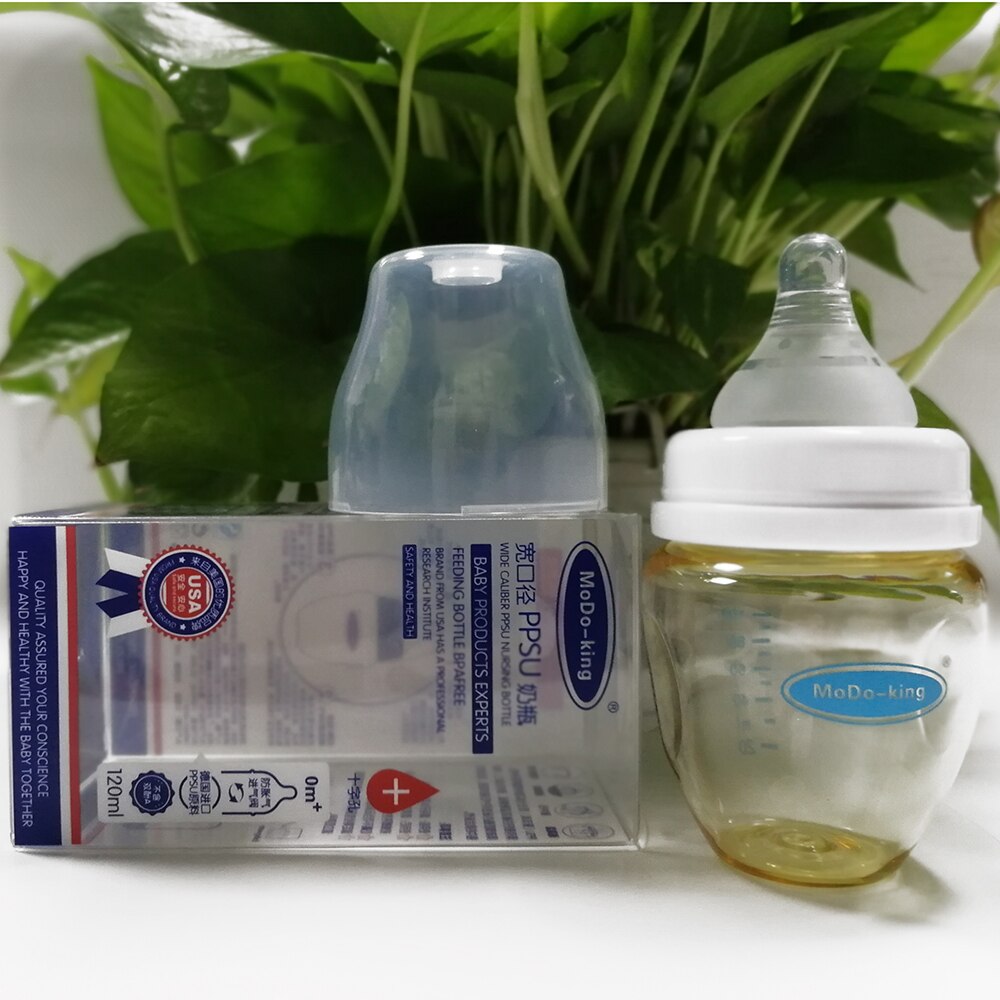 Baby Feeding Bottles 120ml PPSU Material Wide Caliber MoDo-king Infant Nursing Milk Feeding Silicone Nipple