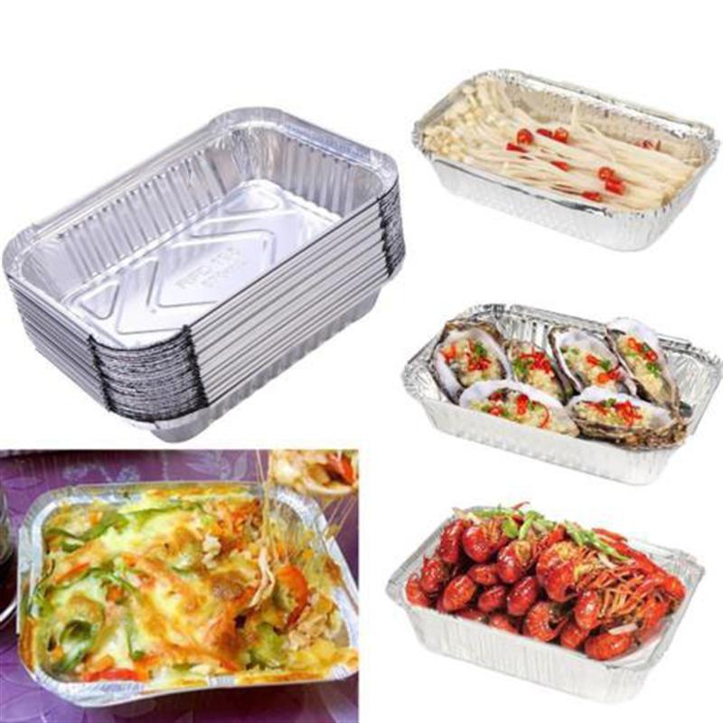 10 Pcs Disposable BBQ Drip Pan Tray Aluminum Foil Tin Liners for Grease Catch Pans Replacement Liner Trays Without Cover