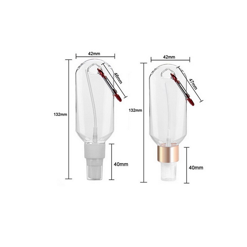 50ml Empty Hand Sanitizer Travel Hook Keychain Carriers Flip Cap Reusable Portable Empty Bottles hook bottle PETG