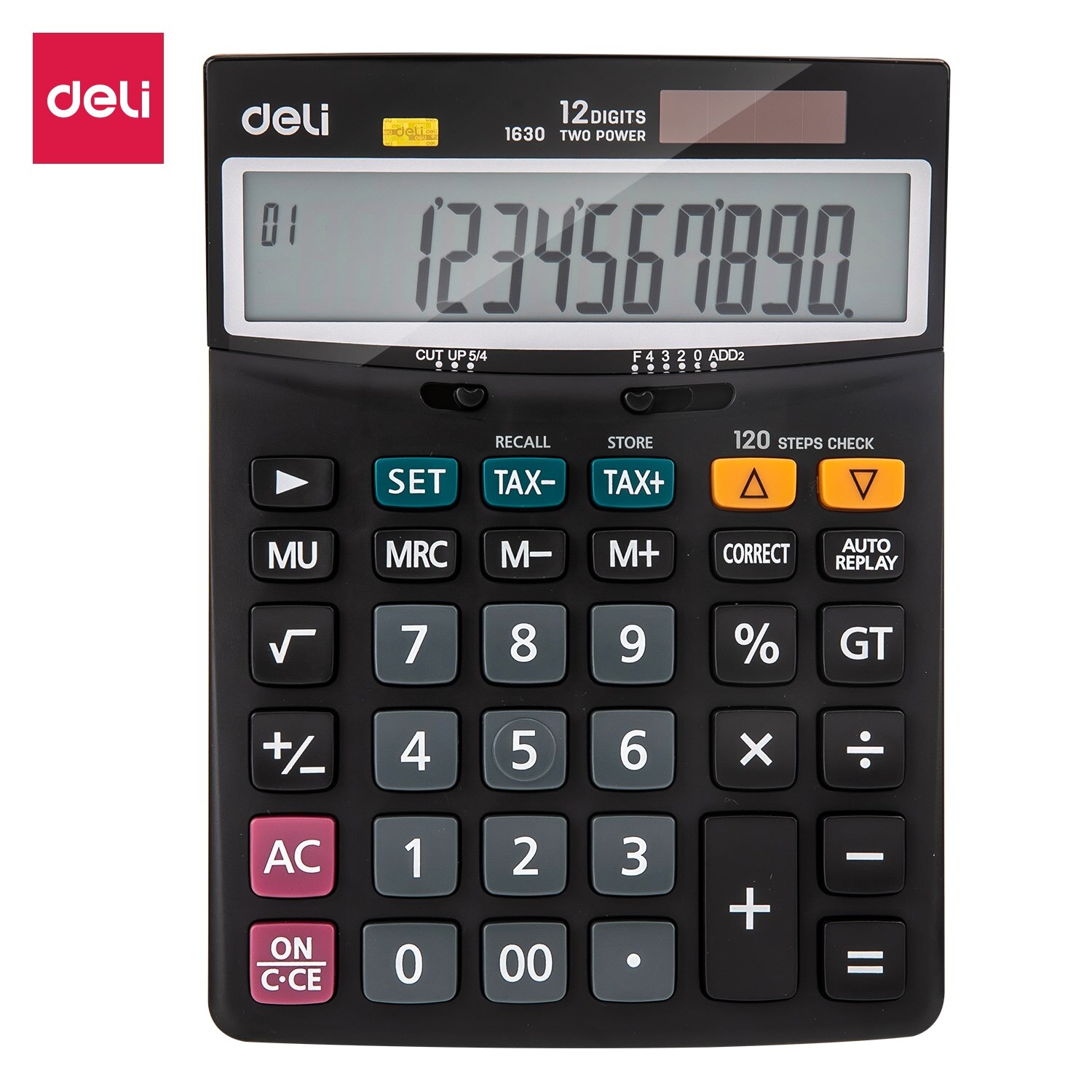 Deli Calculator Metal-12 digits, 120 steps check, tax E1630: Default Title