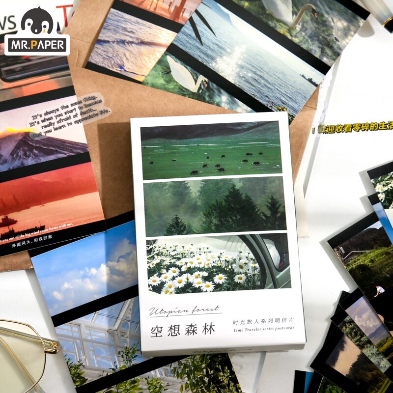 Mr.Paper 30 Pcs/box 2 Designs Sakura Time Traveler Series Ins Style Postcards Writing Greeting Decor Collage Material