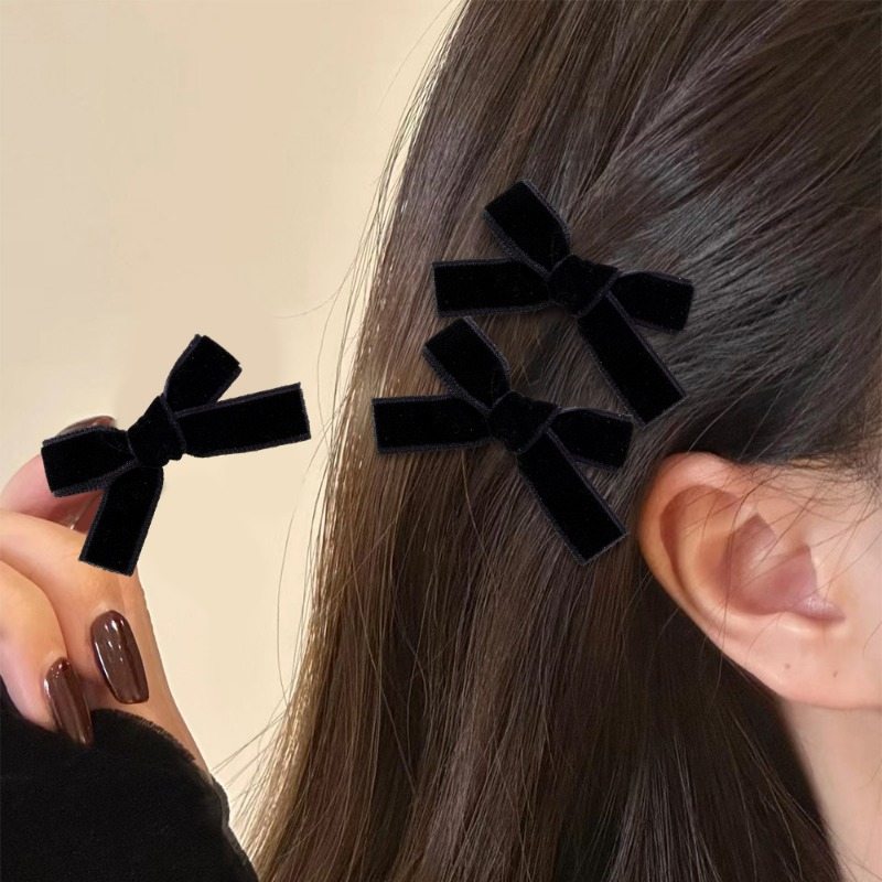 Francês retro preto veludo bowknot fita grampo de cabelo menina pequena hairpin bobby pin meninas arco presilhas doce headwear acessórios