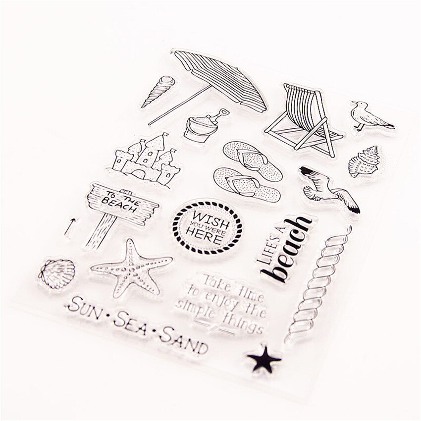 11 x 15cm strandsemester genomskinliga klara stämplar silikontätningar rullstämpel gör det själv scrapbooking fotoalbum/kort gör bröllop