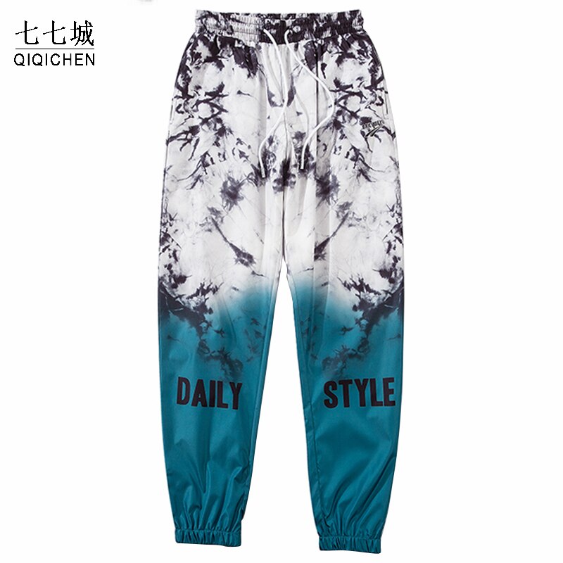 Hip hop joggerbukser mænd gradient farve streetwear harajuku print joggingbukser forår sommer tynde bløde haremsbukser herre