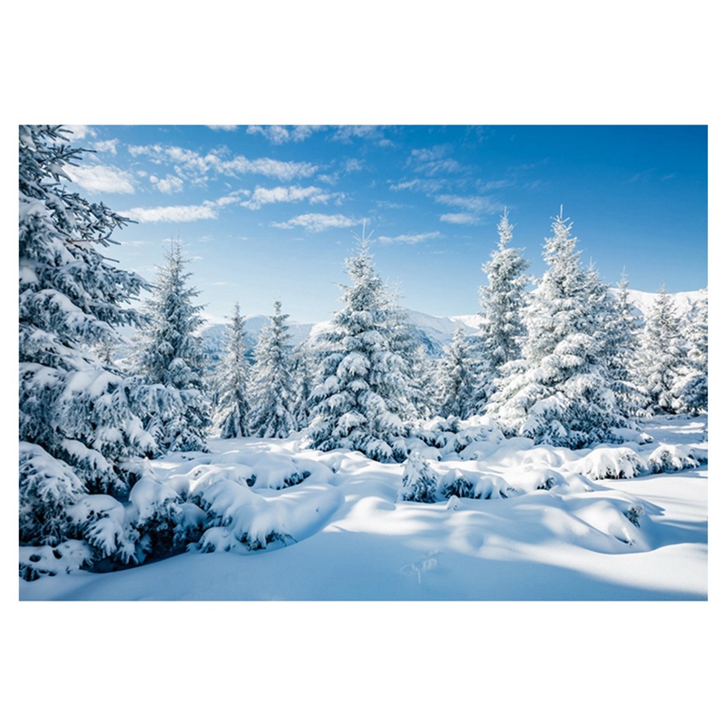 210X150cm Winter Snow Background Cloth Snowflake Christmas Tree Glitter White Forest Party Photography Backdrops, E Durable: Default Title