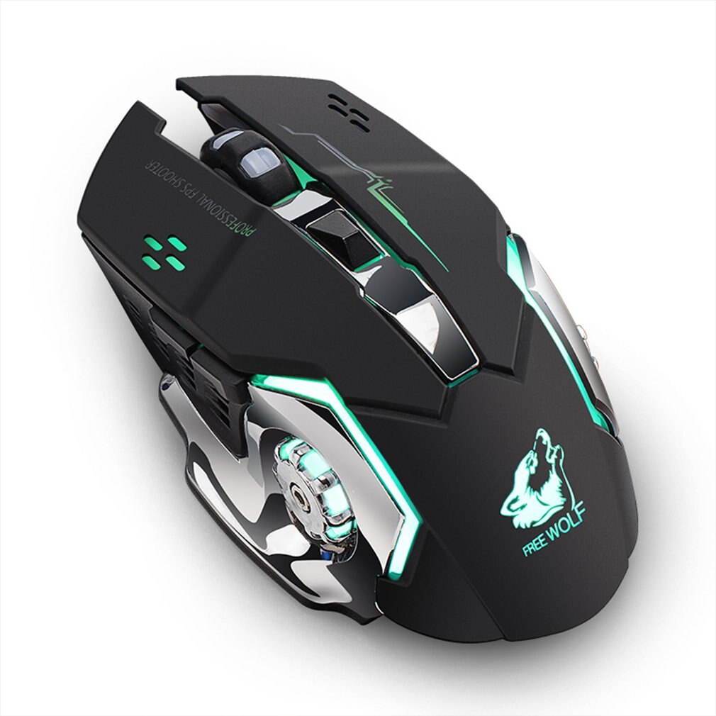 X8 Super Quiet Wireless Gaming Mouse 2400DPI Rechargeable Computer Mouse Optical Gaming Gamer Mouse for PC Black