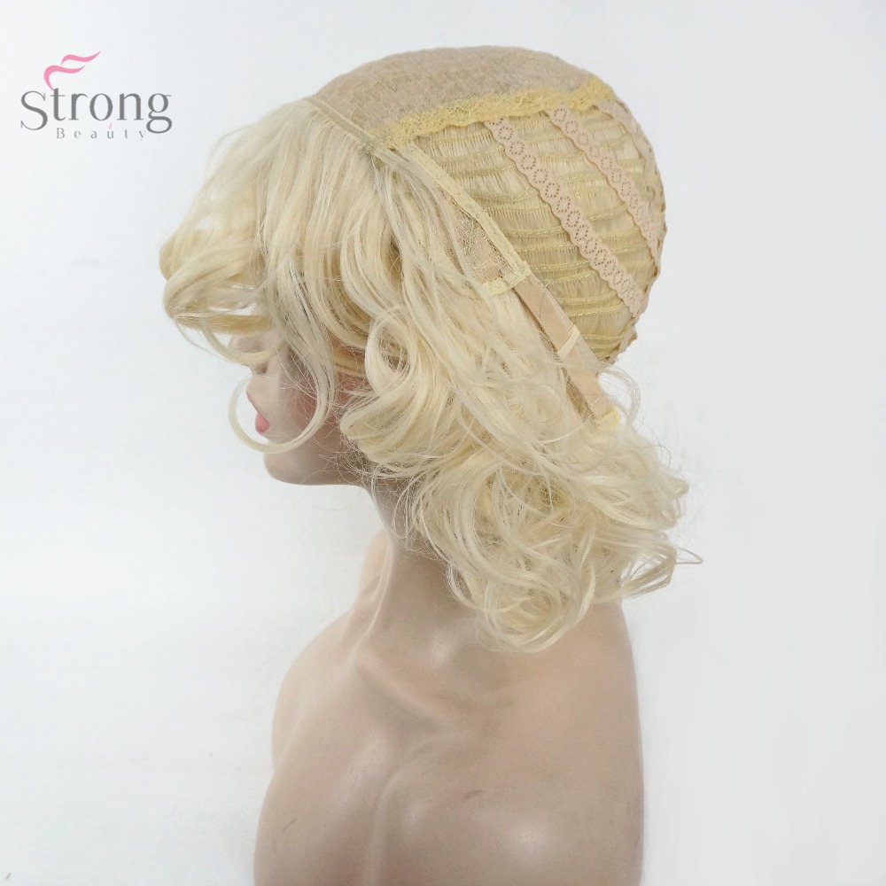 StrongBeauty vrouwen Pruik Blonde Korte Krullend Haar Synthetische Volledige Pruiken