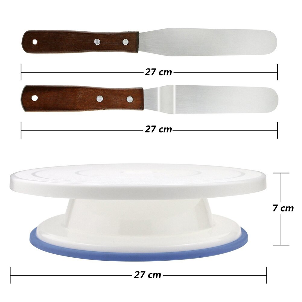 Plast kage pladespiller roterende anti-skrid rund kage stand sæt kage dekoration roterende bord køkken gør-det-selv pande tallerken bageværktøj