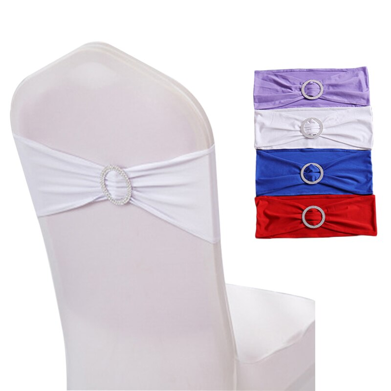 10 pièces/ensemble Spandex chaise bande noeud avec anneau rond pour mariage Banquet fête événement décoration élastique chaise ceintures Style
