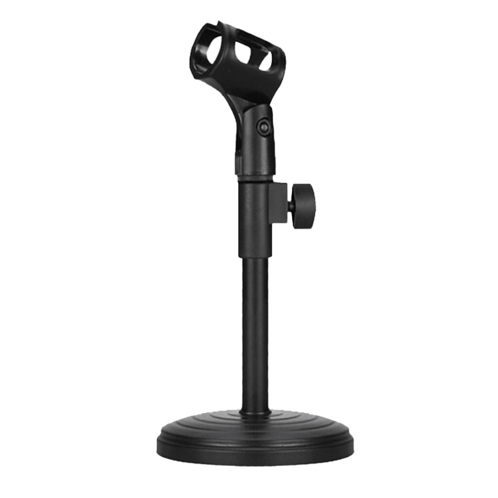 Adjustable Desk Microphone Stand With Solid Die Cast Metal Round Base