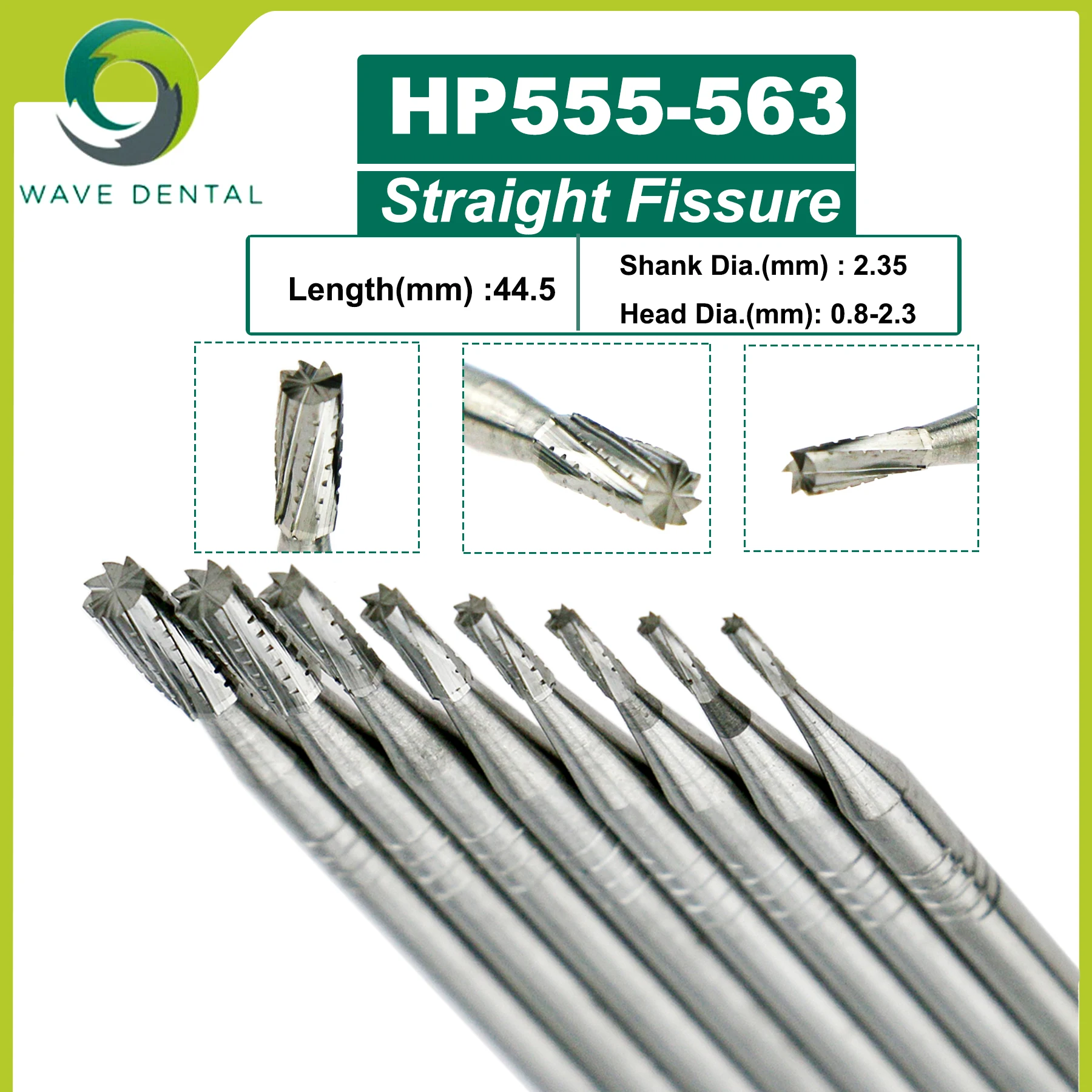 Fraises dentaires en carbure de tungstène WAVE, forets de dentisterie, fraise dentaire HP Dia 2.35mm pour cône à nez droit, pièce à main à basse vitesse 5 pièces/paquet