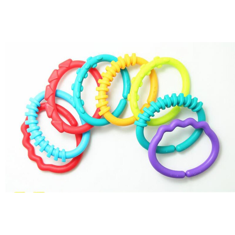 Regenbogen Ring verbunden mit der Hand Ring Ring Baby Auto hängende bett karte BeißRing spielzeug (24 teile/beutel) WJ249