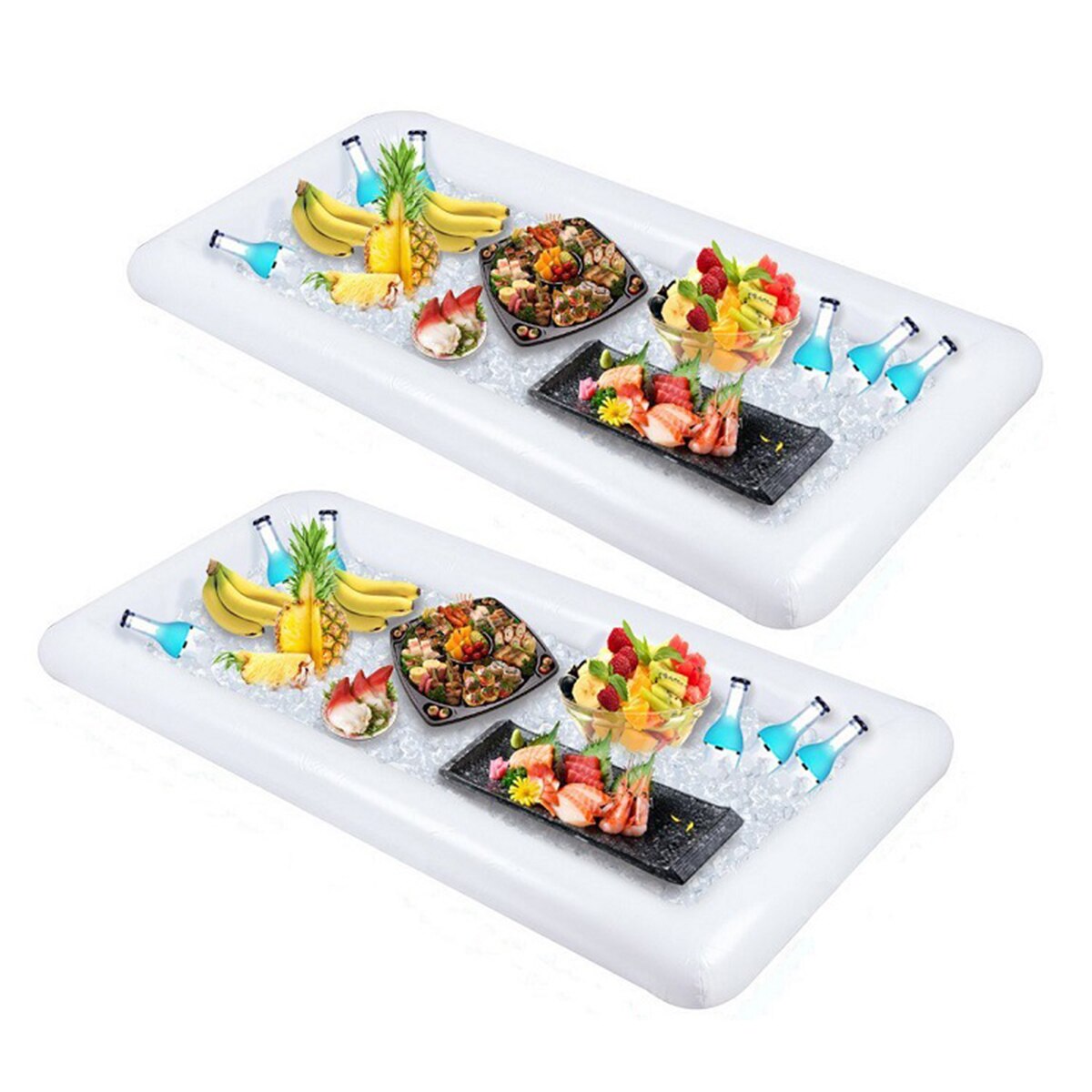 3pcs Dishes Ice Cooler PVC Cooloing Functional Inflatable Buffet Ice Cooler for Plates Camping Party Dishes