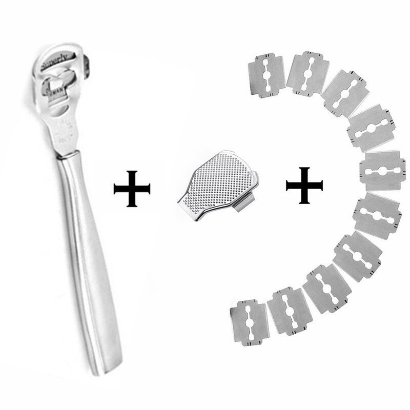 Foot Callus Shaver Heel Hard Skin Remover Hand Feet Pedicure Razor Tool Shavers Stainless Steel Handle 10 Blades Foot Care Tool: B