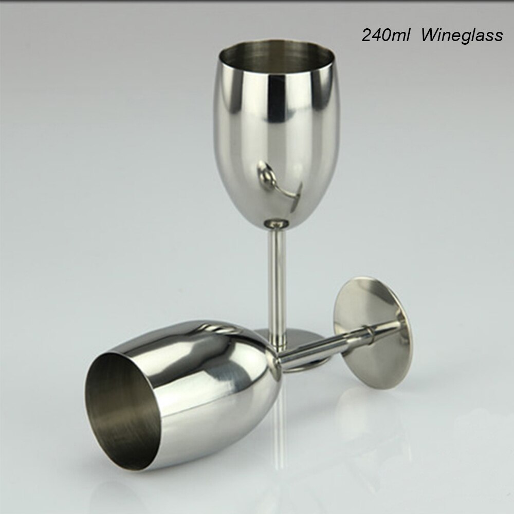 Copas de vino de acero inoxidable 18/8, copa de vino de Metal para Bar, champán, cóctel, beber, suministros de , 2 uds.