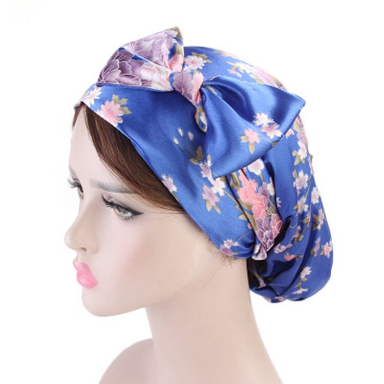 Dames zijden douchemuts, nachtmuts, haarnetje, hoed, hoofdbedekking, satijnen tulband, hoofddoek
