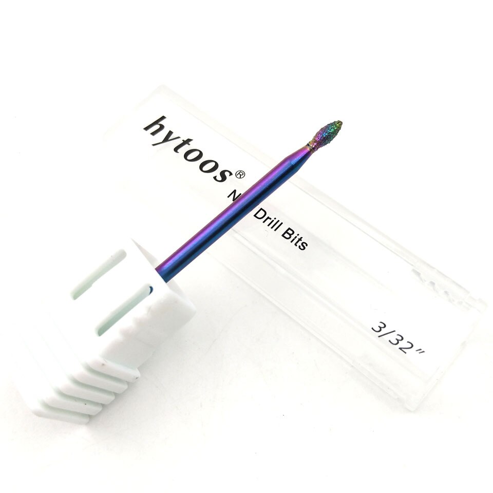 Broca para uñas HYTOOS 2*4mm arcoíris diamante 3/32 "taladros eléctricos accesorios herramientas rotativas de diamante fresas para manicura