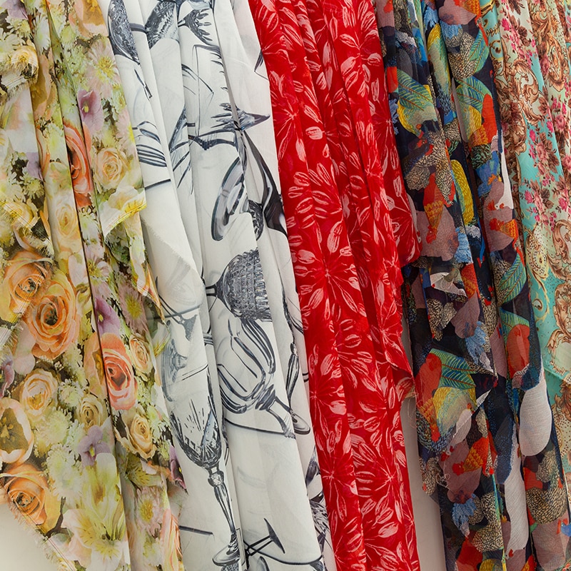 Verano barato fina Floral tela raso estampado vestido Material de costura ligeramente transparente 45*150cm JA81
