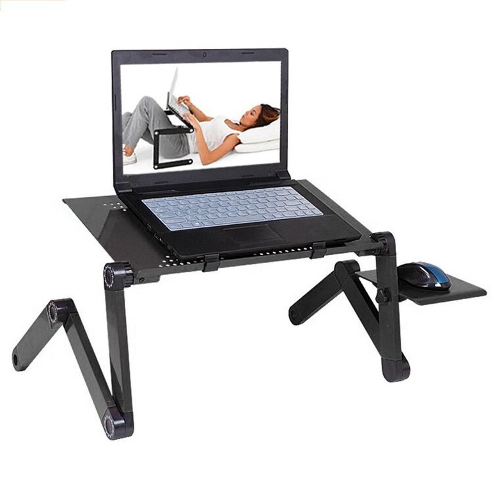 Opvouwbare Aluminium Laptop Notebook Table Stand Desk Bed Lade Genieten Van Plezier In Thuis Met Ventilator Op De bed Sofa
