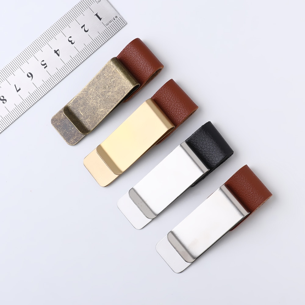 Stainless Steel Leather Brass Clips Stainless Steel Pen Holder Clip Journal Notebook Paper Folder School Office Supplies