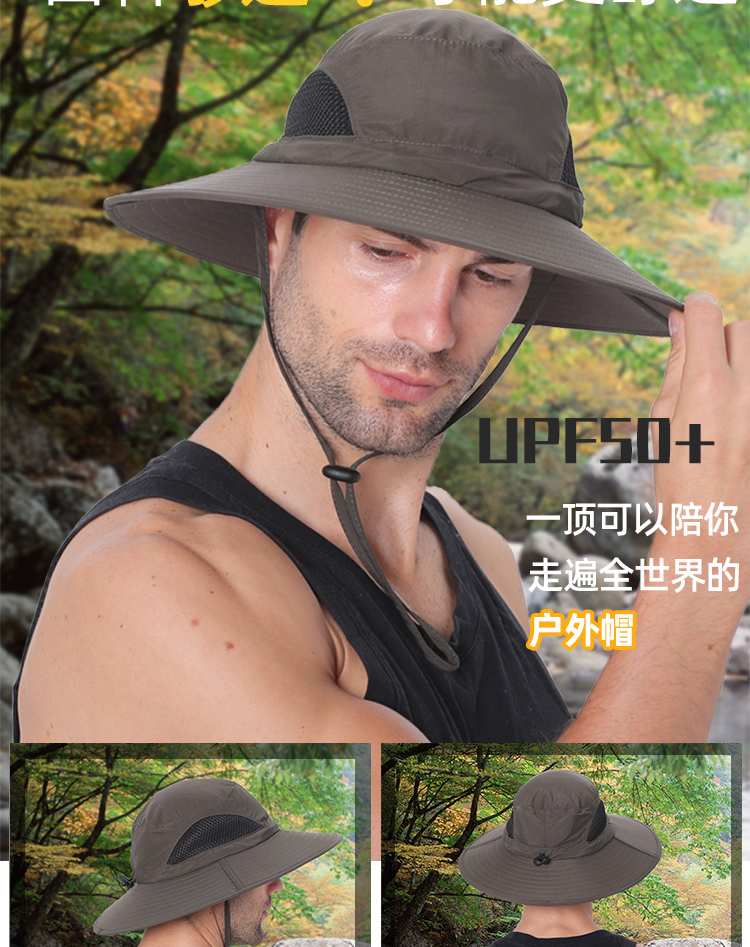 Schnell trocknender Fischerhut für Herren, UV-Nackenschutz, Sonnenschutz, draussen, atmungsaktives Gittergewebe, Wandern, Angelkappen, Sommer