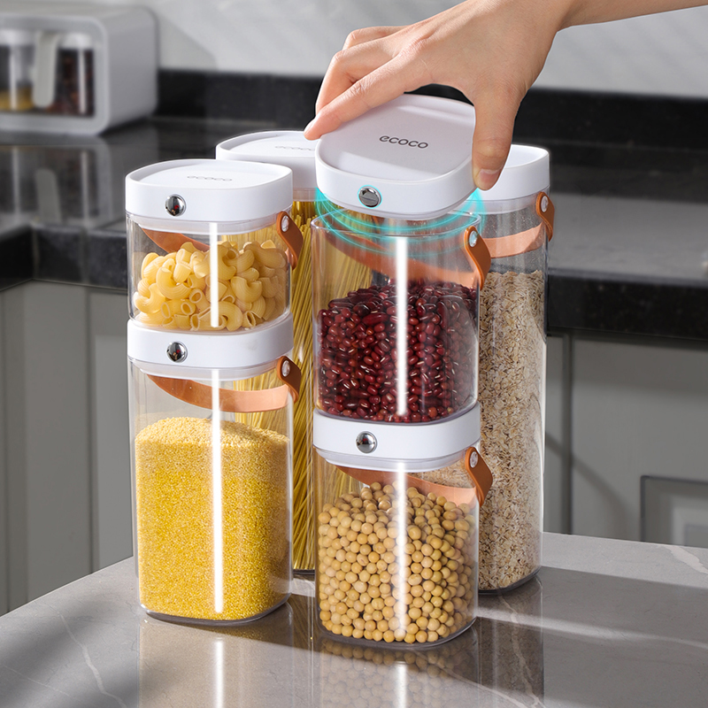 ECOCO Airtight Food Storage Container Portable Sealed Jar with Handle BPA-Free Stackable Food Canisters for Pantry Organizer