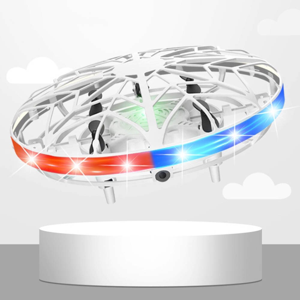 Ovni avion intelligent télécommande hélicoptère LED lumineux Mini hélicoptère UFO RC jouet de noël directe: white
