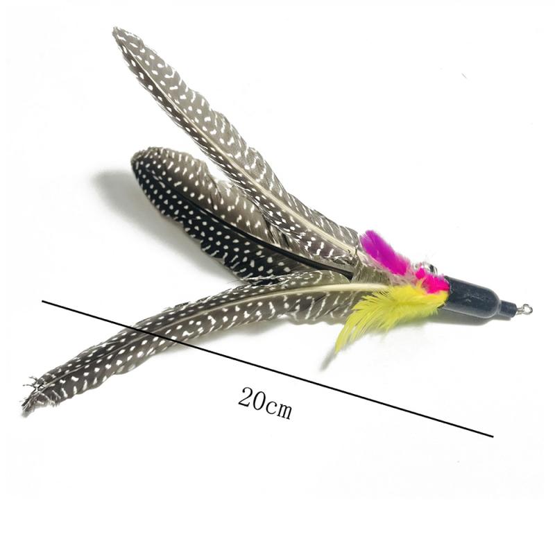 Cat Interactive Toy Stick Feather Wand With Mouse Cage Toys Plastic Artificial Colorful Cat Toy Supplies Replacement Head: 01