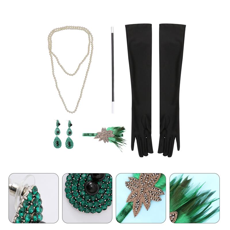 5 stuks halloween kostuum accessoires hoofdband handschoenen toverstaf oorbellen ketting