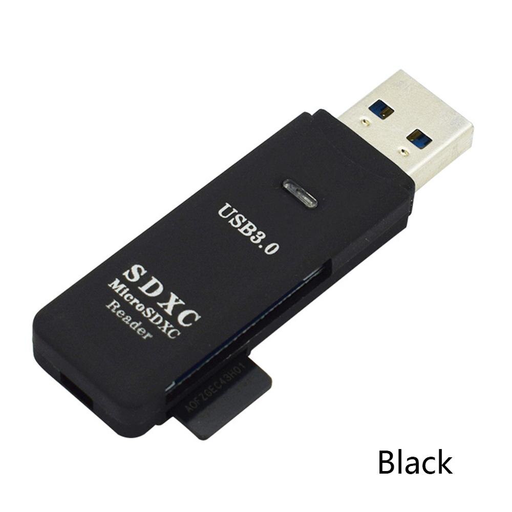 Ultra High Speed 2 in 1 USB 3.0 Memory Card Reader Flash Adapter Micro SD SDXC: Black
