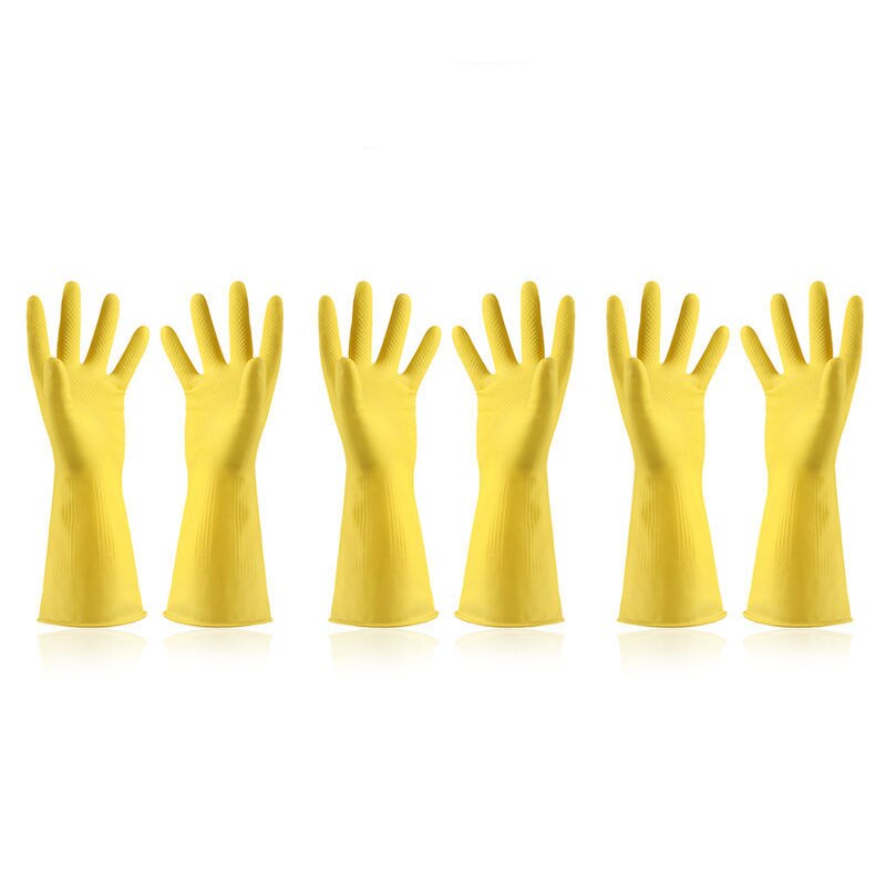 Guantes de látex de goma gruesa para mujer, manoplas de protección de trabajo de plástico resistentes al desgaste, resistentes al agua, para lavar platos, Invierno: 3 pairs / L