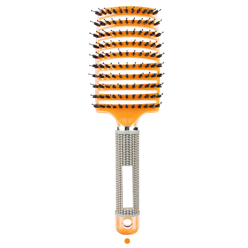 Peigne de Massage du cuir chevelu, brosse à cheveux en poils et en Nylon, brosse à cheveux démêlante humide et bouclée, outils de coiffure pour Salon de coiffure pour femmes: Orange
